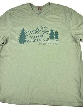 Topo Designs Graphic Mountains Short Sleeve Tshirt Size XL Green